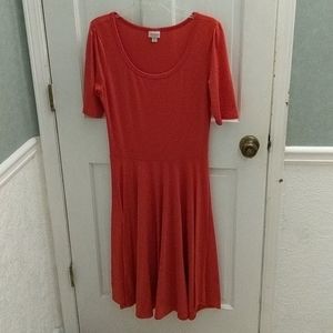 Lularoe Nicole dress size L solid red.